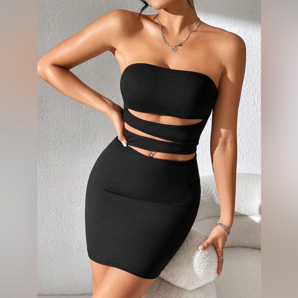 Cut-Out Mini Strapless Bodycon Dress